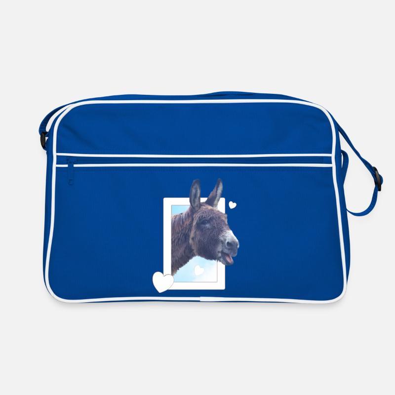 süßer Esel guckt durchs Fenster Herzen  Retro Tasche
