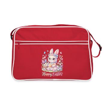 Pastel Bunny Easter Magic « Joyeuses Pâques » - Sac Retro - rouge/blanc - Devant