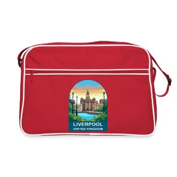 Illustration du front de mer de Liverpool Skyline au Royaume-Uni - Sac Retro - rouge/blanc - Devant
