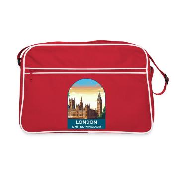 Illustration de voyage du Big Ben au Royaume-Uni à Londres Skyline - Sac Retro - rouge/blanc - Devant