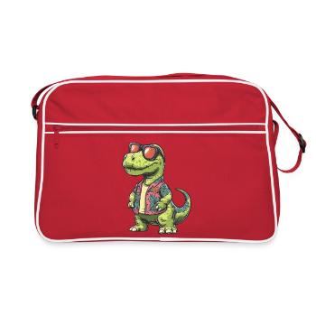 Dinosaur Brontosaurus Comic Vacation - Retro Bag - red/white - Front