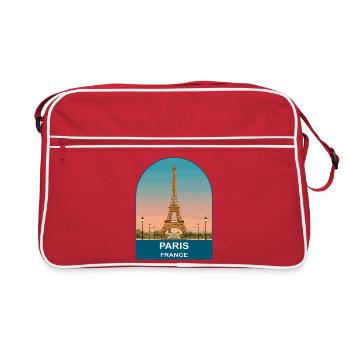 Paris France Affiche de voyage vintage de la Tour Eiffel - Sac Retro - rouge/blanc - Devant