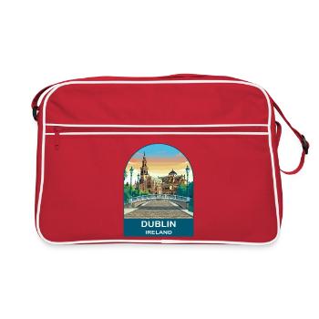 Dublin Ireland Vintage Travel Poster Art - Retro Bag - red/white - Front