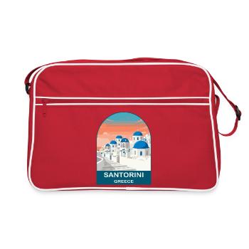 Affiche de voyage vintage à Santorin en Grèce - Sac Retro - rouge/blanc - Devant
