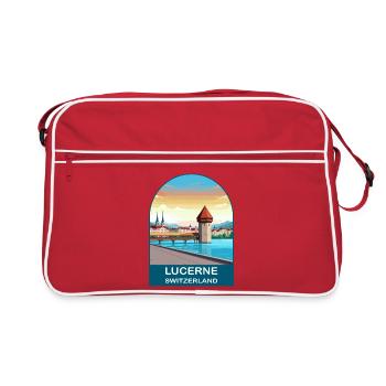 Affiche de voyage vintage Lucerne Suisse - Sac Retro - rouge/blanc - Devant