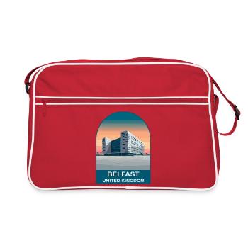 Belfast UK Vintage Travel Poster Art - Retro Bag - red/white - Front