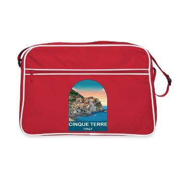 Cinque Terre Italy Vintage Travel Poster - Retro Bag - red/white - Front