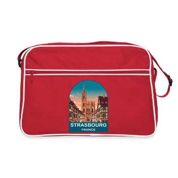 Strasbourg France Vintage Travel Poster Design - Retro Bag - red/white - Front