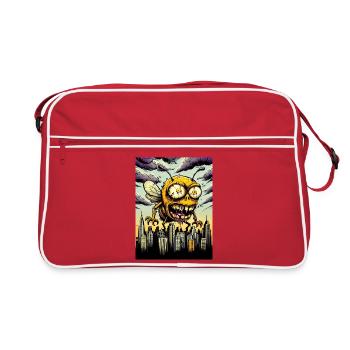 Une abeille horrifique grotesque sur la ville - Sac Retro - rouge/blanc - Devant