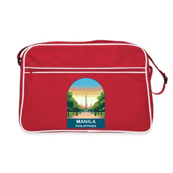 Illustration de voyage vintage à Manille, Philippines, - Sac Retro - rouge/blanc - Devant