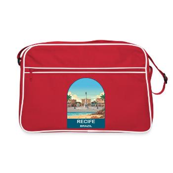 Recife Brazil Vintage Beach & City Travel Art - Retro Bag - red/white - Front