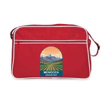 Mendoza Argentina Vineyard & Andes Travel Poster - Retro Bag - red/white - Front