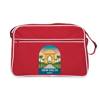 New Delhi India Gate Vintage City Travel Design - Retro Bag - red/white - Front