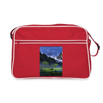 Vallée alpine et montagnes bleues - Sac Retro - rouge/blanc - Devant