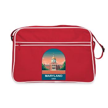 Maryland USA Vintage-Reiseposter-Kunst - Retro Tasche - Rot/Weiß - Vorne