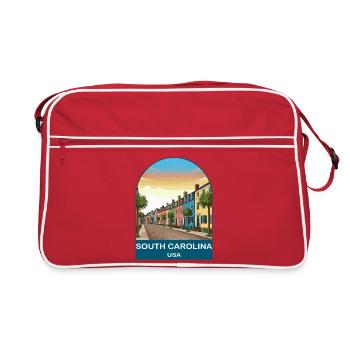South Carolina USA Vintage Travel Poster - Retro Bag - red/white - Front