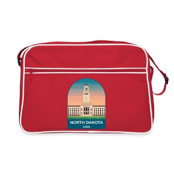 North Dakota USA Vintage Travel Poster - Retro Bag - red/white - Front