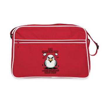Möwe Seevogel Nen scheiss muss ich - Retro Tasche - Rot/Weiß - Vorne
