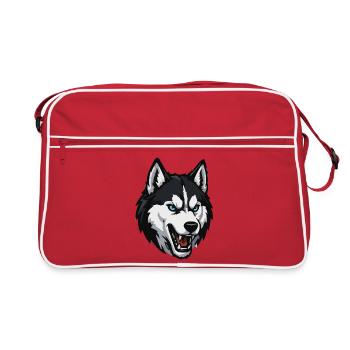 Wolf head with blue eyes - Retro Bag - red/white - Front