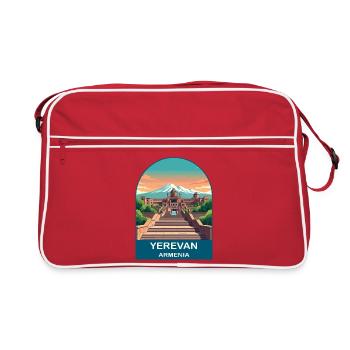 Yerevan Armenia Mount Ararat Vintage Travel Art - Retro Bag - red/white - Front