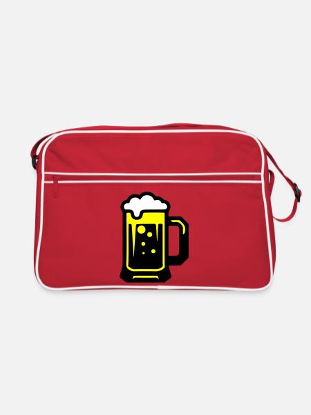 Beer beer glass icon - Retro Bag - red/white - Front