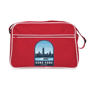 Hong Kong Skyline Star Ferry Retro Blue Sky Badge - Retro Bag - red/white - Front