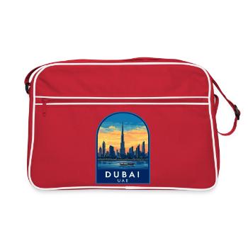 Insigne Burj Khalifa Skyline Rétro Sunset aux Émirats Arabes Unis à Dubaï - Sac Retro - rouge/blanc - Devant
