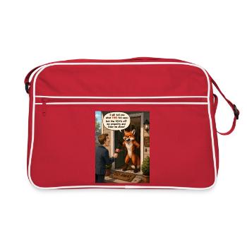 Pas de renard donné – Dessin animé drôle de renard en colère - Sac Retro - rouge/blanc - Devant