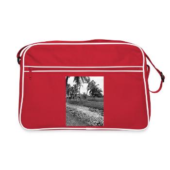 District des palmiers tropicaux en noir et blanc - Sac Retro - rouge/blanc - Devant