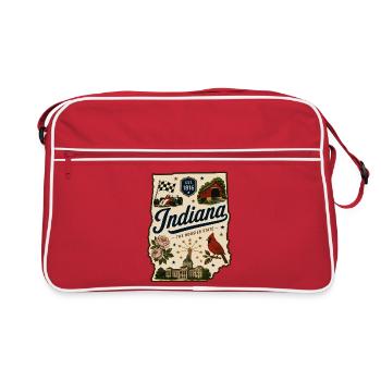 Autocollant de voyage vintage Indiana State Hoosier - Sac Retro - rouge/blanc - Devant