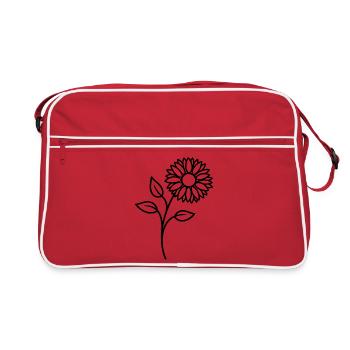 Sunflower One Line Floral Motif - Retro Bag - red/white - Front