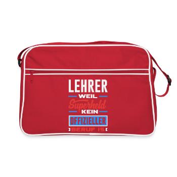Lehrer Superheld Beruf - Retro Tasche - Rot/Weiß - Vorne