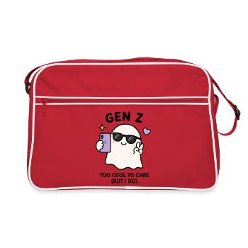 Fantôme kawaii de la génération Z mignon prenant un selfie en sunglas. - Sac Retro - rouge/blanc - Devant