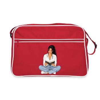 Reading is my time-out – Bücherliebe Booklover - Retro Bag - red/white - Front