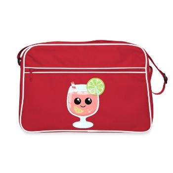 Pink summer drink with lime in aperitif glass - Retro Bag - red/white - Front
