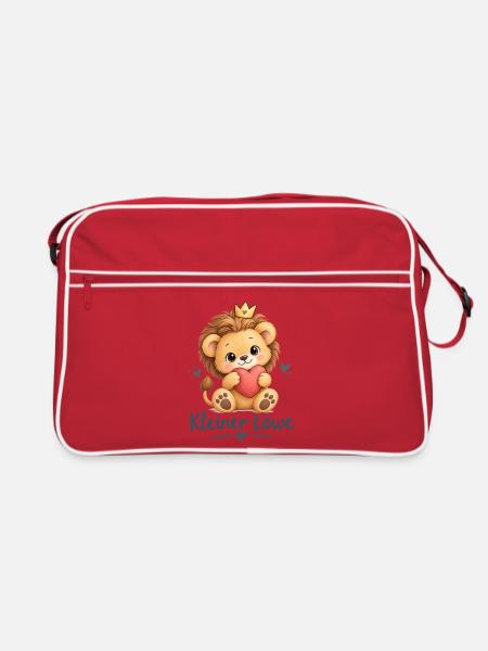 Kleiner Löwe mit Herzkrone - Retro Tasche - Rot/Weiß