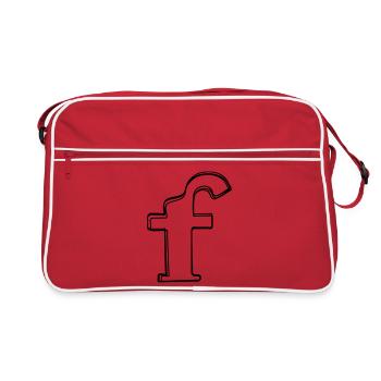Kleinbuchstabe f handgezeichnet - Retro Tasche - Rot/Weiß - Vorne