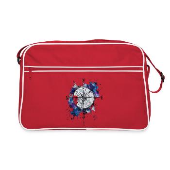 Kompass Reise Abenteuer Navigation Entdecker Motiv - Retro Tasche - Rot/Weiß - Vorne