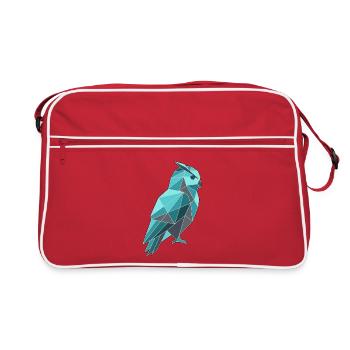 Poly Stil Eule - Retro Tasche - Rot/Weiß - Vorne