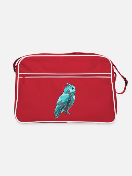 Poly Stil Eule - Retro Tasche - Rot/Weiß