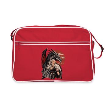 Ästhetik Nordische Drachenkönigin - Retro Tasche - Rot/Weiß - Vorne