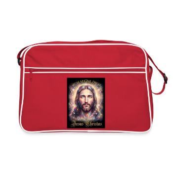 Jesus Christus Ich segne Dich - Retro Tasche - Rot/Weiß - Vorne