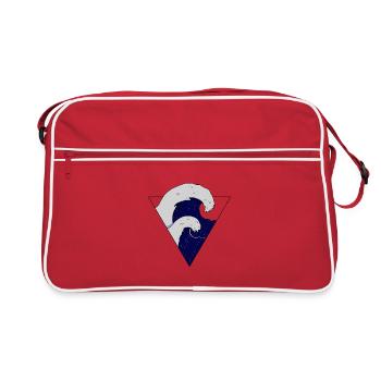 Vague Ocean Wave Illustration - Retro Bag - red/white - Front