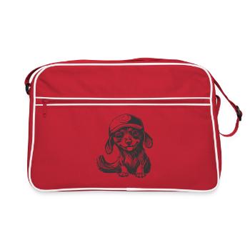 Race de chien teckel avec capuchon - Sac Retro - rouge/blanc - Devant