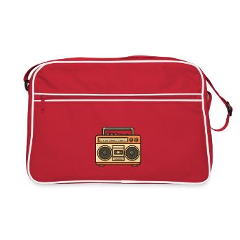Vintage Boombox  - Retro Tasche - Rot/Weiß - Vorne