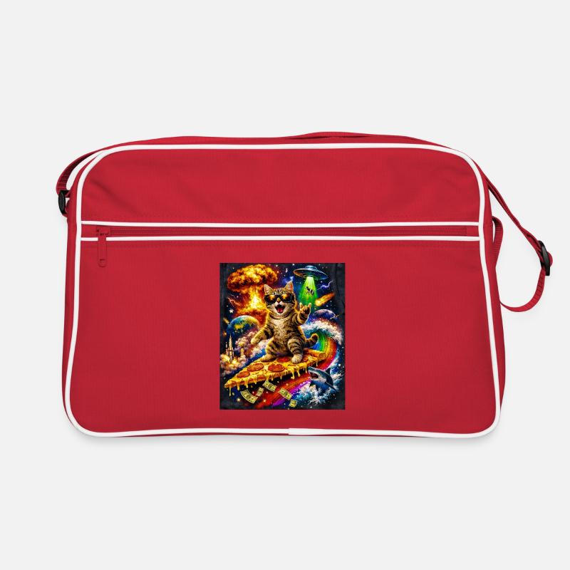 Space Cat on Pizza Retro Bag