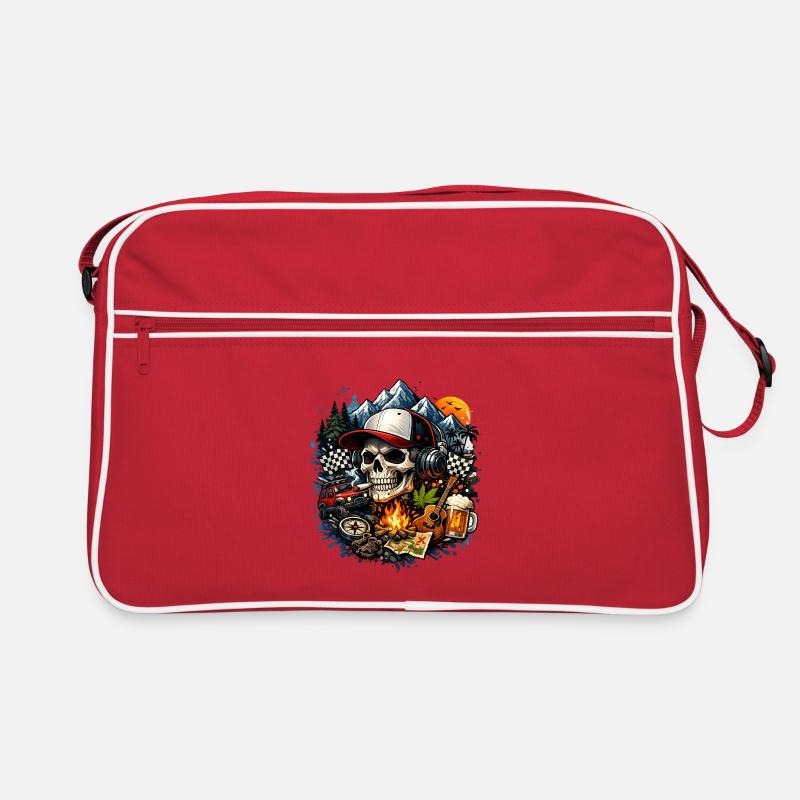 Skull Adventurer Camping Rock Retro Tasche