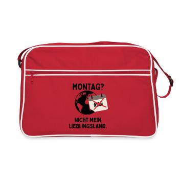 Montag – nicht mein Lieblingsland - Retro Tasche - Rot/Weiß - Vorne