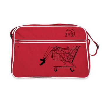 Allons faire du shopping. Faire du shopping avec la petite amie. - Sac Retro - rouge/blanc - Devant