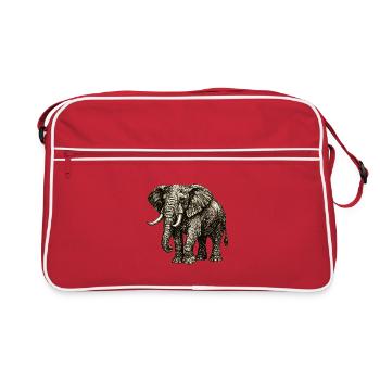 Illustration d’éléphants vintage – Pouvoir & Nature - Sac Retro - rouge/blanc - Devant